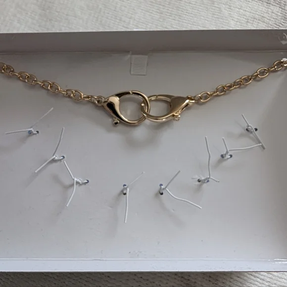 House of Harlow 1960 Bag Charm Necklace Glass Stones Celestial Hearts Stars - Picture 9 of 13